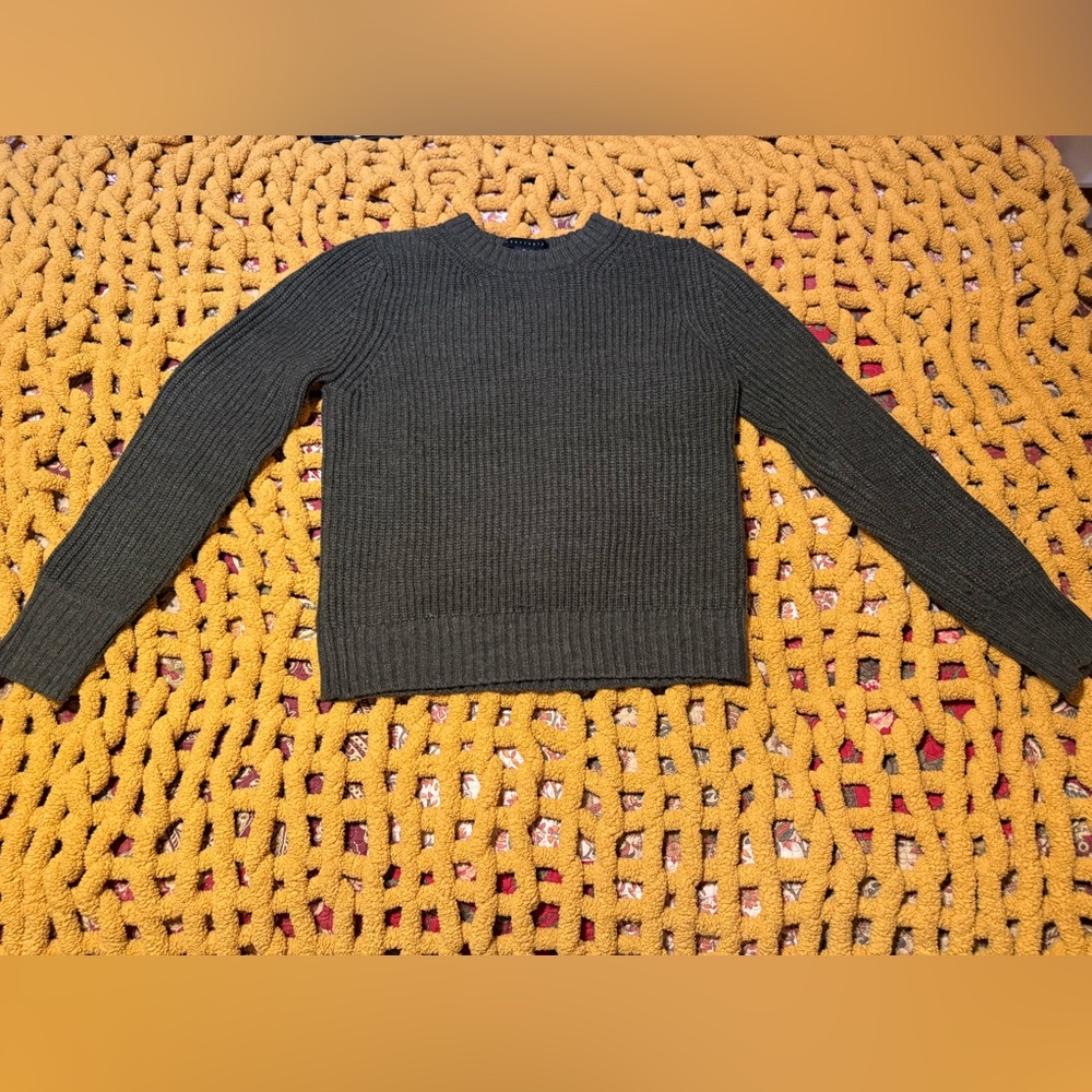 Sanctuary Women's Dark Olive Ribbed Crewneck Sweater
